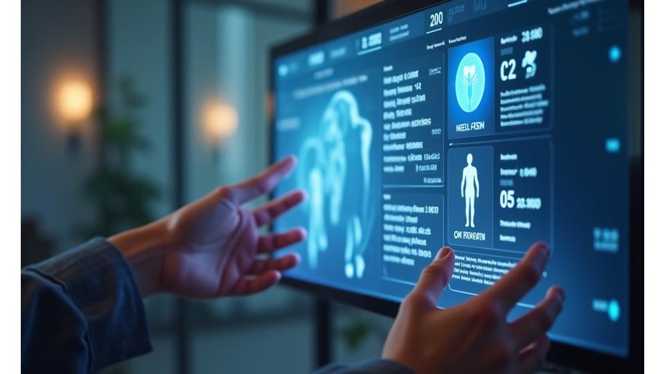 Interfaccia utente pulita di un'applicazione wellness che mostra dati personalizzati e grafici di progresso.
