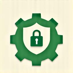 Icona rappresentante la filosofia 'Privacy by Design' con ingranaggi interconnessi e un lucchetto