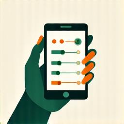 Icona di una mano che tiene uno smartphone con controlli di accesso ai dati, simbolo del controllo utente sui propri dati