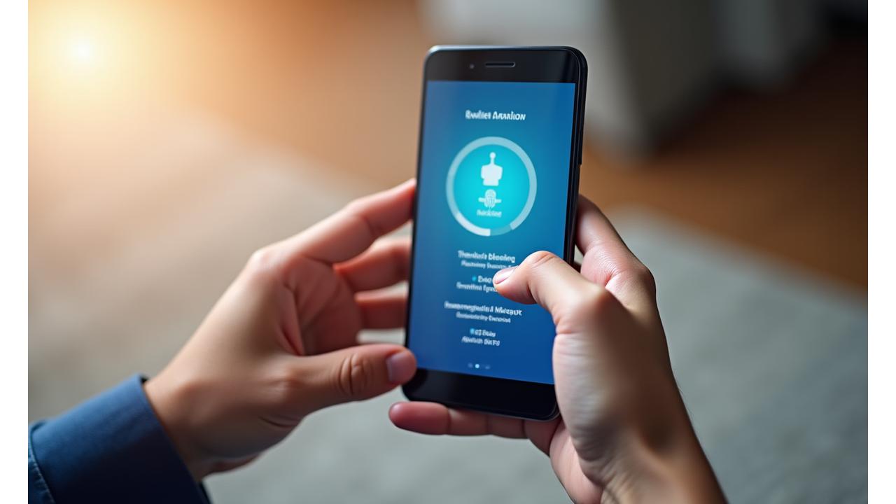 Interfaccia mobile di un'app per la gestione dell'ansia con un esercizio di respirazione guidata