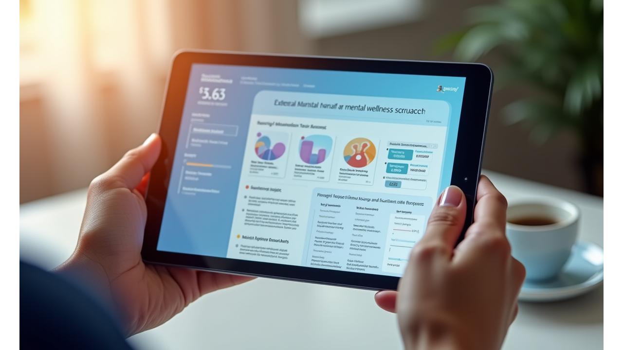 Interfaccia di un tool di auto-valutazione del benessere mentale con grafici di progresso